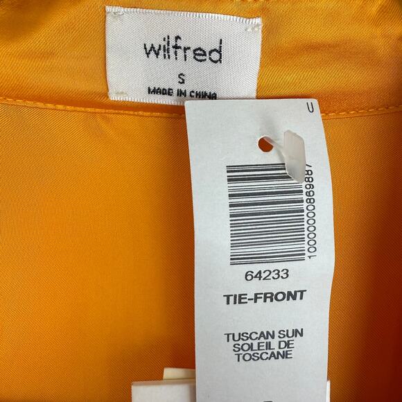 NWT Aritzia Womens Long Sleeve Button-Up Tie-Front Tuscan Sun Orange Top Small - Picture 12 of 14